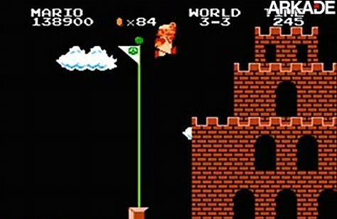 mario jumps flag