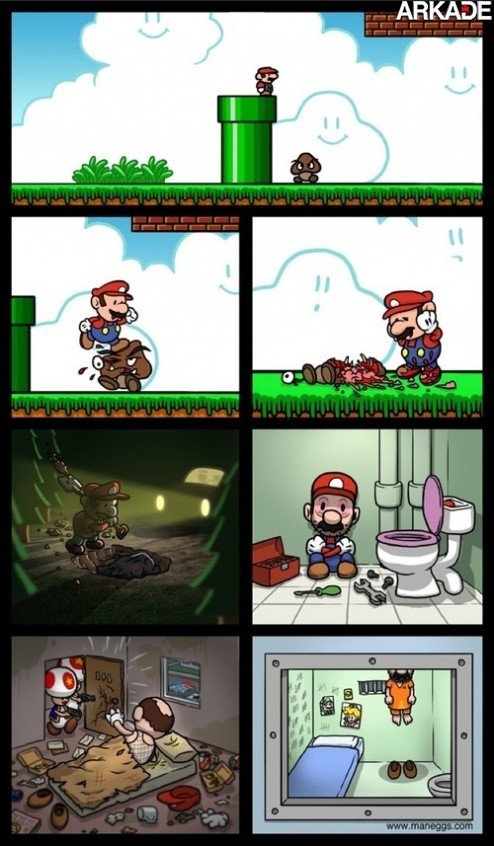 Tirinha: Mario, um encanador com sérios problemas psicológicos imagens Tirinha: Mario, um encanador com sérios problemas psicológicos