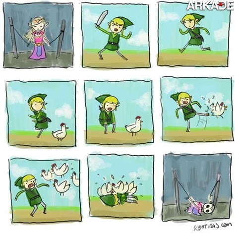 Tirinha - A vingança das galinhas de Legend of Zelda