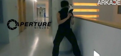 Como seria uma luta entre ninjas equipados com Portal-Guns?