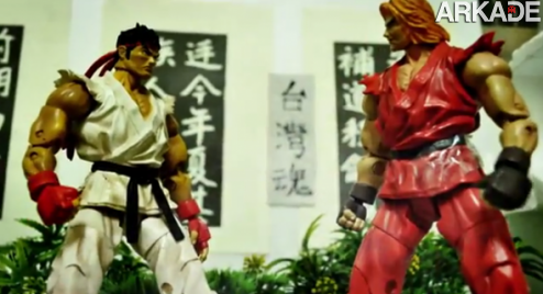Ryu e Ken saem no braço em um épico combate de action figures!