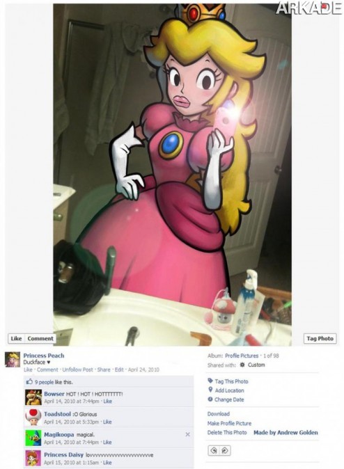 Enquanto isso, no Facebook da Princesa Peach...