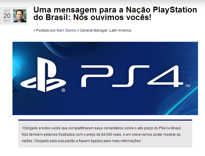 #PS4K: A Sony também está "frustrada" com o preço do seu novo console no Brasil
