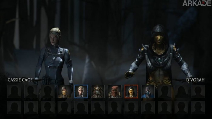 Cassie Cage na tela de seleção de personagens de MK X.