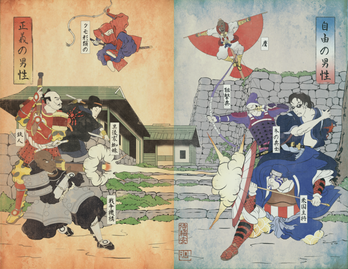 capitão-america-guerra-civil-estilo-oriental-japão-ukiyo-e-1