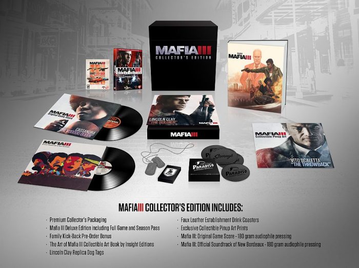 A edição de colecionador de Mafia III possui até discos de vinil com músicas da década de 60