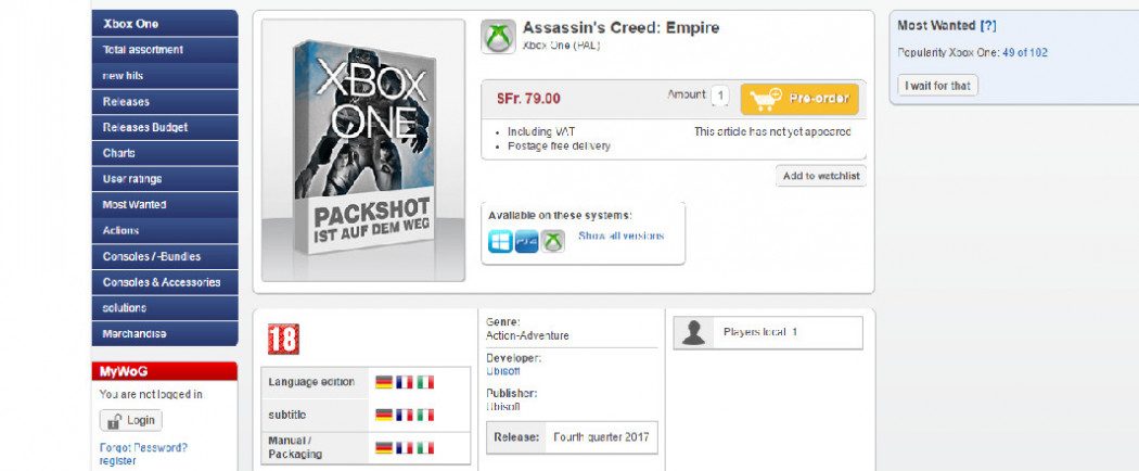 Rumor: Loja de games da Suíça reacende especulações sobre Assassin's Creed Empire