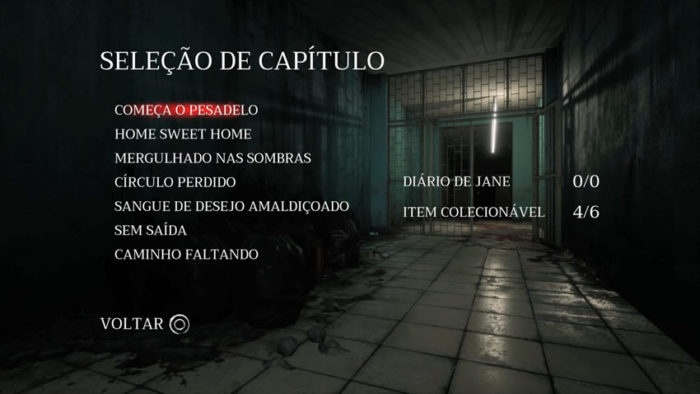 Menu de seleção de capítulos de Home Sweet Home