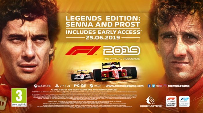 F1 2019 confirma F2, e apresenta conteúdo baseado na rivalidade Senna x Prost