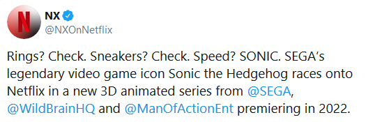 Sonic vai ganhar nova série animada em CG na Netflix