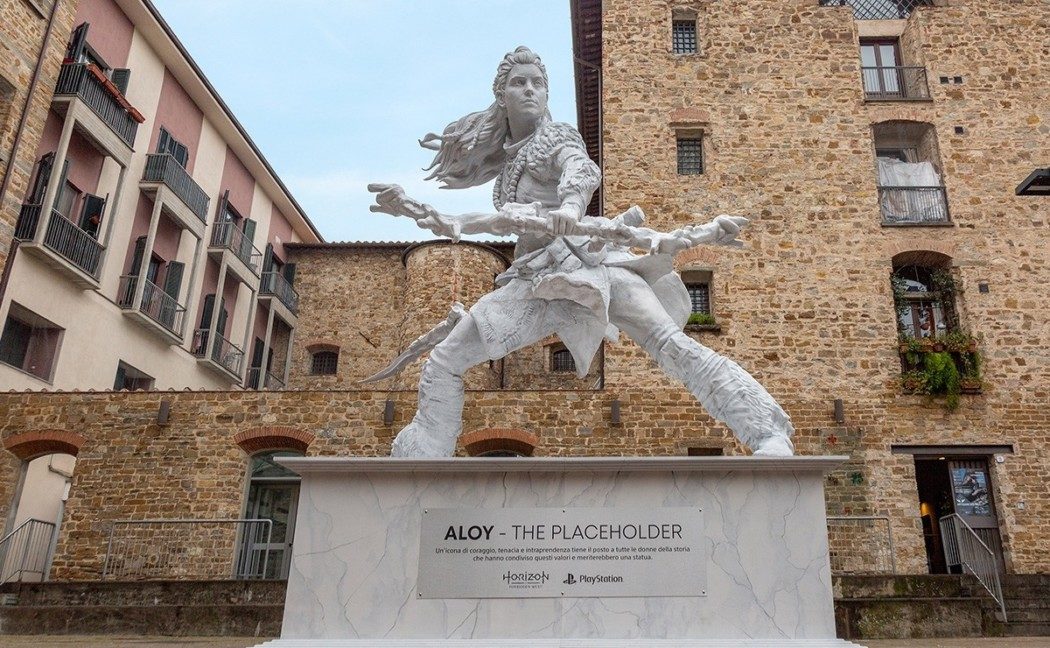 Aloy ganha estátua em Florença, na Itália, para promover Horizon: Forbidden West