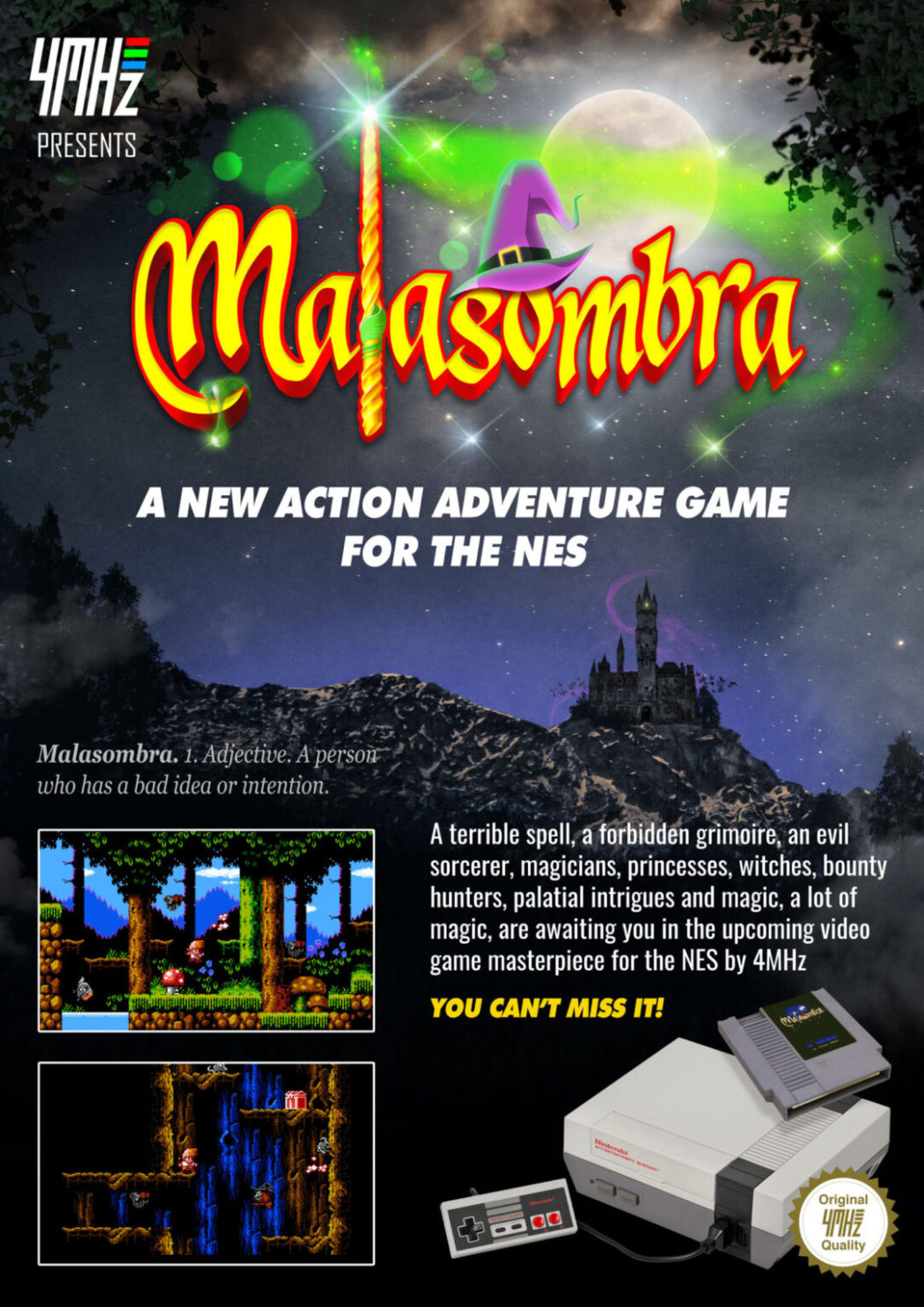 Conheça Malasombra, o mais novo game de plataforma anunciado para o NES