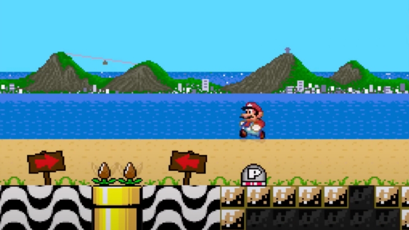 Vídeo Antigo Jogo Retro Super Mario Bros Fundo Cenário Clássico De