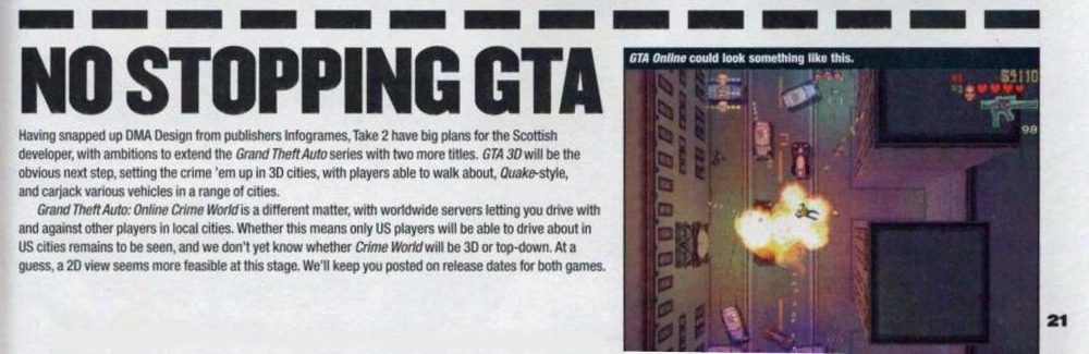 O GTA Online poderia ser realidade já em 1999, muito antes do sucesso atual