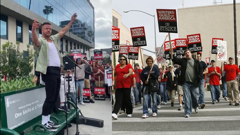 O Imagine Dragons fez um show improvisado no protesto dos roteiristas dos EUA