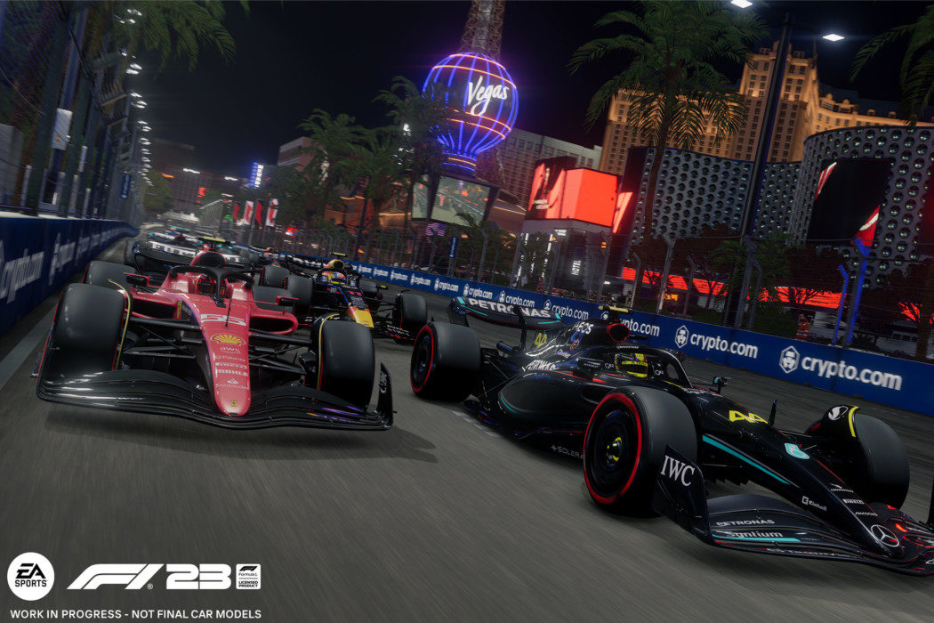 F1 23 apresenta a iluminada e veloz pista de Las Vegas