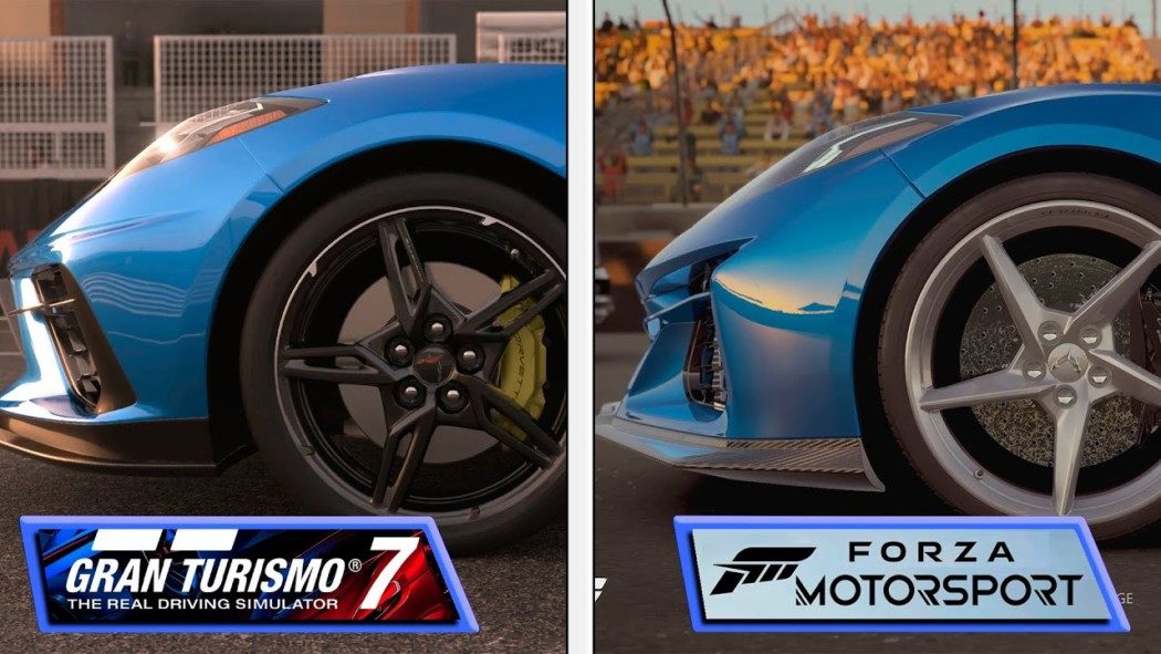 Forza Motorsport e Gran Turismo 7 são colocados lado a lado em um vídeo de comparação
