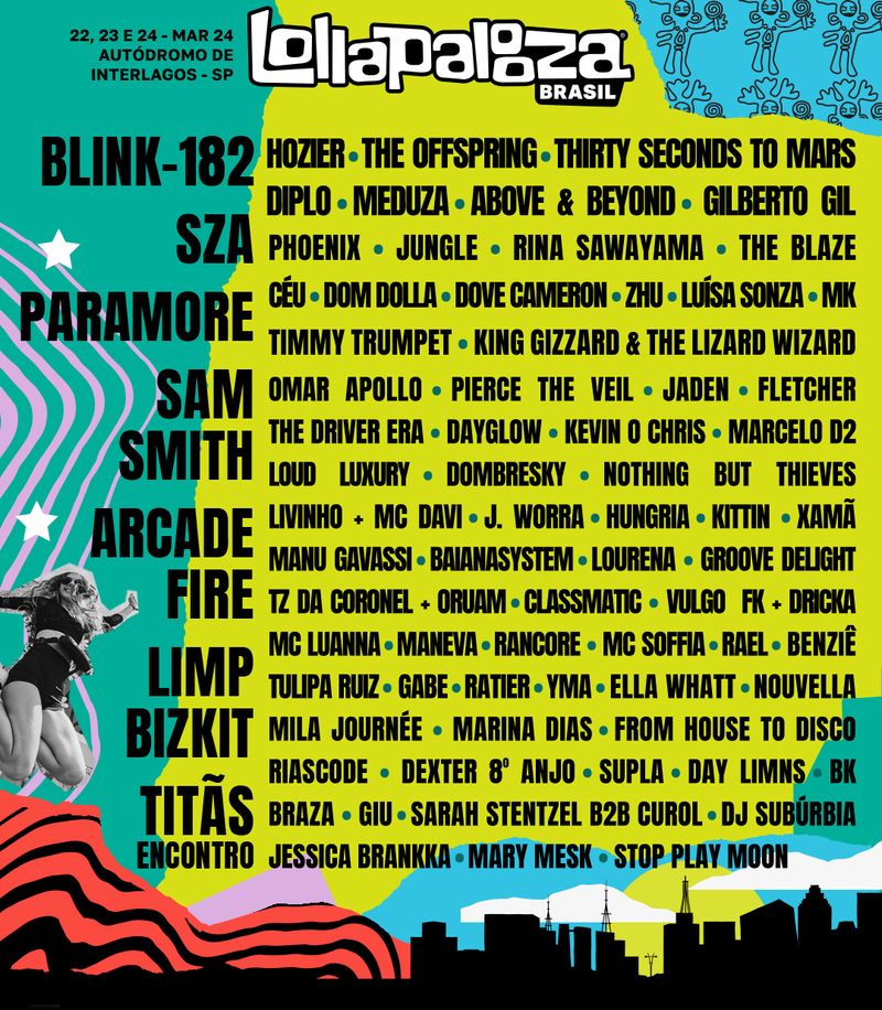 Blink-182, Limp Bizkit e Offspring estarão no Lollapalooza do ano que vem