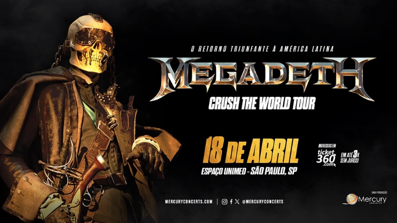 Megadeth vem ao Brasil em abril do ano que vem, com a sua Crush the World Tour